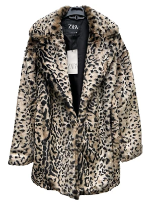 ZARA LEOPARD PRINT FAUX FUR COAT ANIMAL SIZE S REF 1255/771 - Image 1 of 4