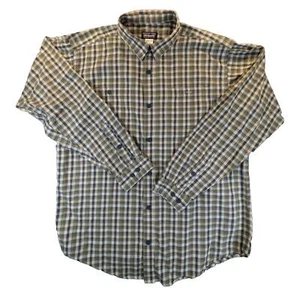 Patagonia Flannel Shirt Large Men's Plaid Tan Green 100% Organic Cotton Button - Picture 1 of 10