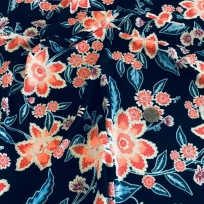 Printed Exotic Garden Flowers Fabric 4 Way Stretch Spandex by Yard for Swimwear - Image 1 of 4