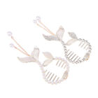 1Pc Lady Diamond Studded Fishtail Tassel Pearl Back Of Head Hairpin Headwear St