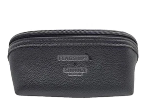 Shinola Detroit Flagship AA BLACK Leather Zip Amenity Toiletry Pouch Bag - Picture 1 of 5