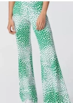 Pantalones finlandeses para mujer Diane Von Furstenberg talla grande color blanco y verde Foto 1 de 4