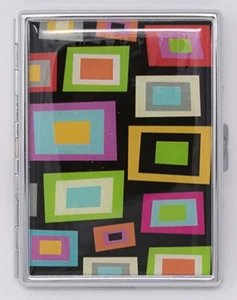 Retro Squares Compact (9 100s) MetalPlated Cigarette Case & Stash Box - Picture 1 of 4