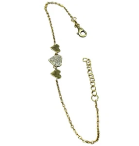 Bracciale Donna Argento 925 dorato catenina cuori firmato By Simon Made in Italy - Foto 1 di 12