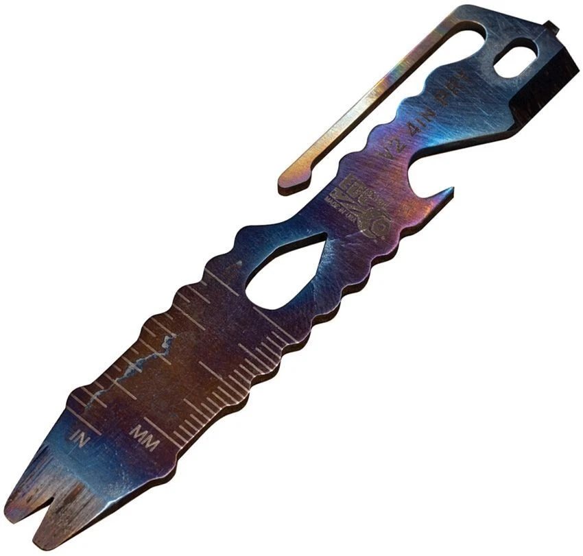EDC Tool Co. Barra de palanca Multi Herramienta Llama Anodizado Titanio Herramientas 4" HECHO EN EE. UU. Foto 1 de 1