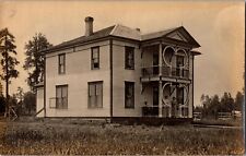 Colonial Revival Home Double Stacked People Fancy Porch Real Photo RPPC Postcard