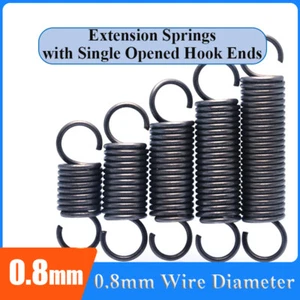 Extension Springs 0.8mm Wire Dia Single Open Hook Tension Spring Steel 20mm~60mm - Picture 1 of 8