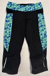 Athleta Girl Cropped Leggings Size XS/6 Black Multicolored Band Zipper Pocket - Picture 1 of 9