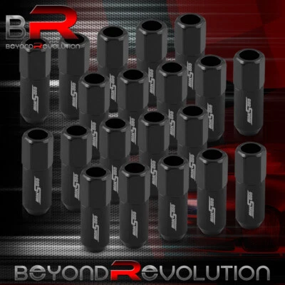 Universal Black M12 X 1.25mm Extended Open End Aluminum Aftermarket Lug Nuts Set - Image 1 of 3