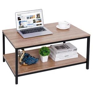 Coffee Table Vintage Cocktail Table with Storage Shelf for Livingroom Natural - Picture 1 of 12