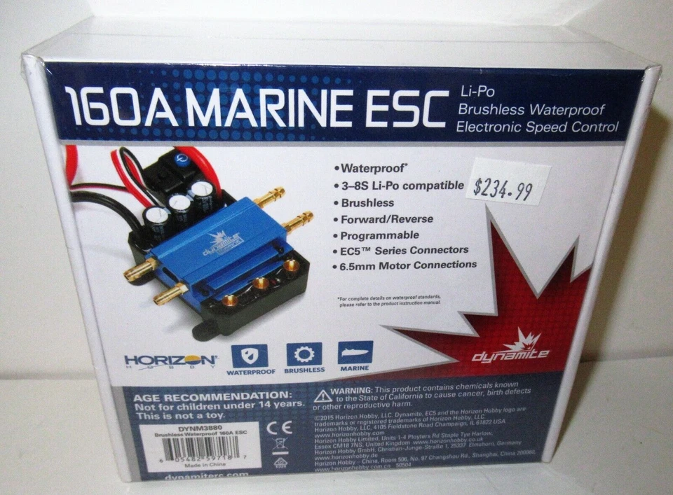 Dynamite 160A BRUSHLESS WATERPROOF MARINE ESC 3-8S #DYNM3880 - Image 1 of 1