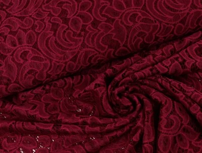 SPITZE elastisch Stoff Spitzenstoff Blütenbogen WINE 10,98/m - Bild 1 von 2