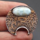 Natural Larimar Gemstone Jewelry Silver Plated Sister Gift Unique Pendant 1.8"