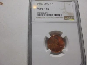 1966 Ngc MS 67 SMS Lincoln Memorial Cent Penny Nice Strike Free Shipping - Picture 1 of 1