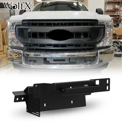 Front Hidden Winch Plate For 2017-2025 Ford F-250 F350 Super Duty Textured Steel Foto 1 de 4