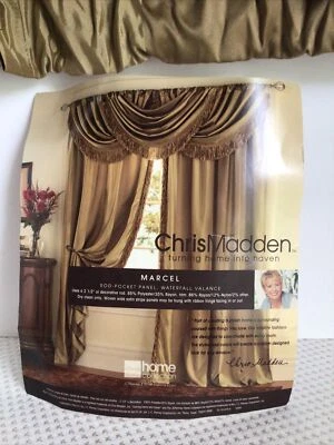 Chris Madden Marcel 流苏装饰条纹面板 - 45 英寸 x 84 英寸 - 金色 — 第 1/4 张图片