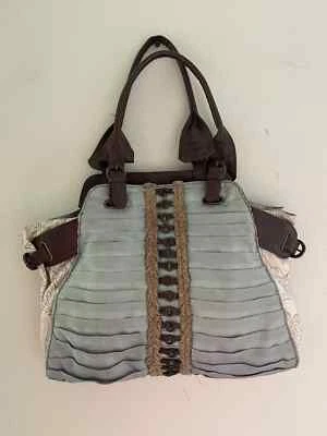 $178! Bolso de Mano JASPER & JEERA Seda, Cuero y Lona en Perfecto Estado Foto 1 de 4