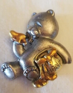 VTG 1980's Danecraft Bear With Honeypot Brooch Pin EUC Free Shipping - Picture 1 of 5