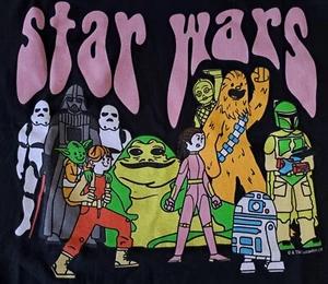 Star Wars Psychedelic Character Graphic Tee L Black T-Shirt Lucas Film LTD NWT - Picture 1 of 6