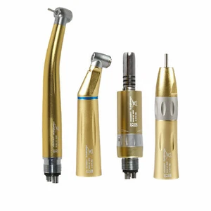 Dental High Speed / Inner Low Contra Angle Straight Air Motor Handpiece 4H Gold - Picture 1 of 44