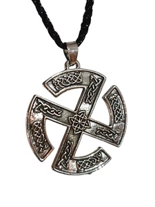 Slavic Sun Wheel Necklace Kolovrat Celtic Knot Viking Nordic Corded Necklace Uk - Picture 1 of 24