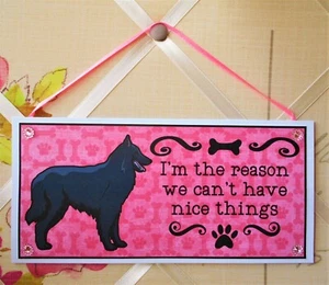 Belgian Tervuren Shepherd Dog Sign "The Reason We Can't Have Nice Things" Plaque - Picture 1 of 4