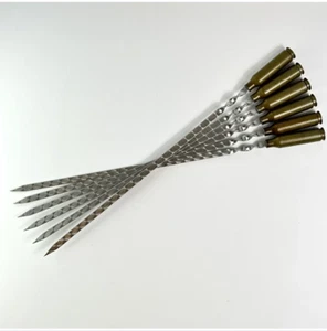 25in Set of skewers with a real charge instead of a handle 6 pcs mangal shashlik - Picture 1 of 7