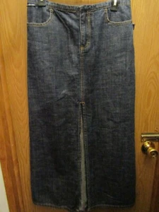 POLO DONNA USA ASSOC. nuova con etichetta GONNA JEANS BLU 100% COTONE TAGLIA 7/8 X 37" SPACCO 22" - Foto 1 di 3