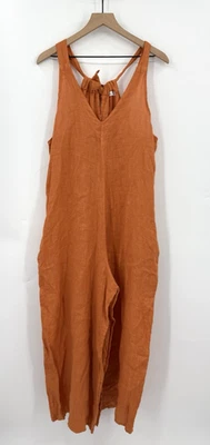 Mono para mujer Made In Italy grande naranja pierna ancha ligero boho sin mangas Foto 1 de 4