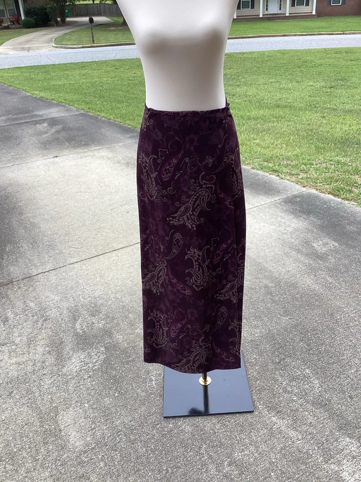 Женщин сердце душа темно-бордовый цветочный и пейсли макси кнопка надежном юбка размер M - Изображение 1 из 4