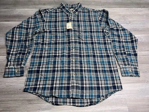NEW Red Head Flannel Shirt Long Sleeve Plaid Button Down Sz Medium Blue Vintage - Picture 1 of 8
