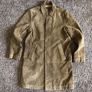 Banana Republic Echt Wildleder Leder Mantel Jacke Herren Größe M Rindsleder Trench - Bild 1 von 5