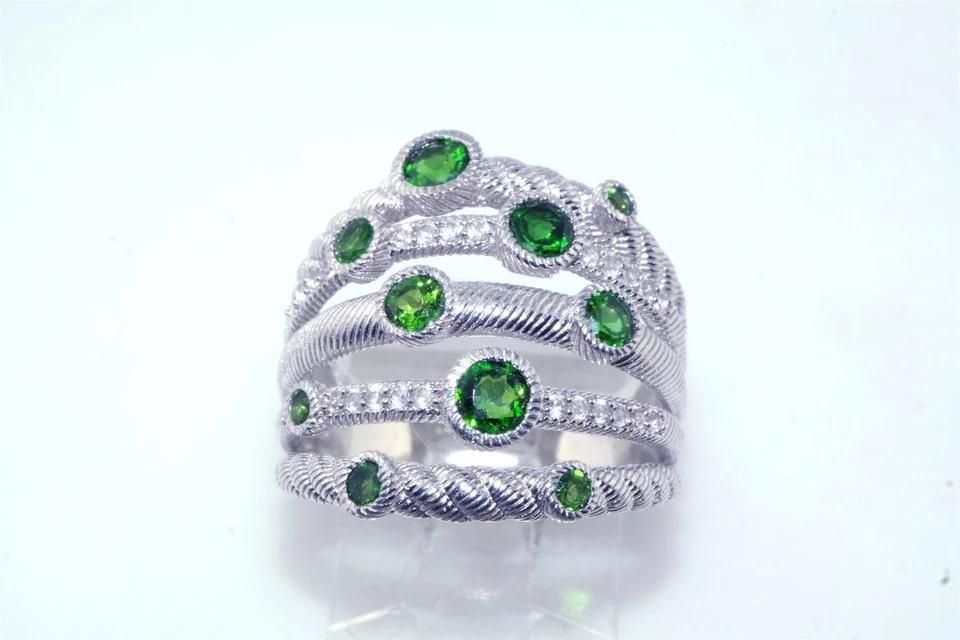 Anel de prata esterlina 925 Judith Ripka verde cromo diópsido tamanho 8 - Imagem 1 de 4