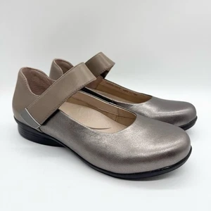 NWOT Dansko Audrey Old Gold Mary Jane Comfort Shoe Metallic Pewter/Tan Size 38 - Picture 1 of 10