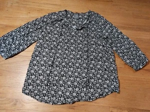 Top de mujer Matty M manga 3/4 negro floral lazo tanga talla L grande - Imagen 1 de 8