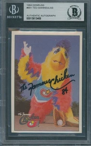 1984 Donruss #651 The Famous Chicken Ted Giannoulas Signed Beckett Authentic BAS - Picture 1 of 2