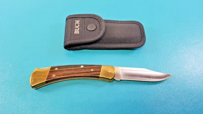 Cuchillo plegable Buck 110 Hunter escalas de palo de rosa + funda c. 2007 TR627 Foto 1 de 4