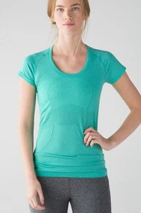 LULULEMON Swiftly Tech Short Sleeve Scoop Top Heathered Bali Breeze Women’s 10 - Picture 1 of 6