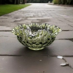 Vintage 1963 Fenton 4426 CG Colonial Green 8" Bowl Avocado Green Thumbprint - Picture 1 of 6