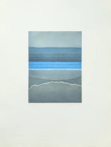Volker Krusch, Abstrakte Landschaft in schwarz und blau, signiert, num., 1976 - Bild 1 von 10