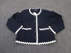 J Crew Jacket Women 8 Linen Rickrack Trim Shrunken Blazer Cropped Classic NEW - Picture 1 of 10