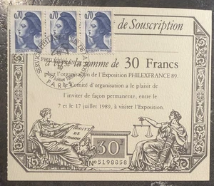 🦬Set mit 5 Abonnementzertifikaten PHILEXFRANCE 1989🦬 - Bild 1 von 5