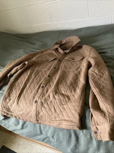 Kenneth Cole Men's Brown Quilt Look Lightweight Shirt Jacket Snap Closure Large - Picture 1 of 21
