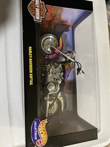 Hot Wheels Harley Davidson Softail Motorcycle Purple W/Flames 1:10 Scale 1999 - Picture 1 of 3