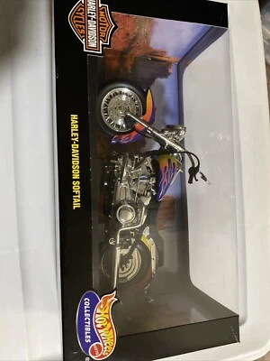 Hot Wheels Harley Davidson Softail Motorcycle Purple W/Flames 1:10 Scale 1999 - Image 1 of 3