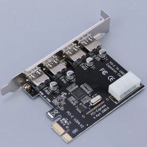 PCI-E USB 3.0 Hub Adapter Expansion Card 4 USB Port w/4PIN Power Supply Port - Picture 1 of 11