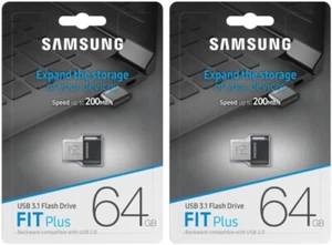 2er Pack Samsung FIT Plus 64GB USB 3.1 200MB/s 64G Flash Drive MUF-64AB Retail - Bild 1 von 4