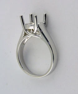 2 CT SOLITAIRE RING MOUNTING FOR 8MM ROUND 14K WHITE GOLD  - Picture 1 of 11