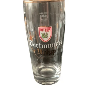 Vintage Riter Bier Beer Dortmunder .25 Liter Gold Rim Glass West Germany Rare - Picture 1 of 11