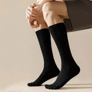 2Pairs Solid Five Finger Socks Split-toed Mid Tube Socks Men Outdoor - Picture 1 of 15
